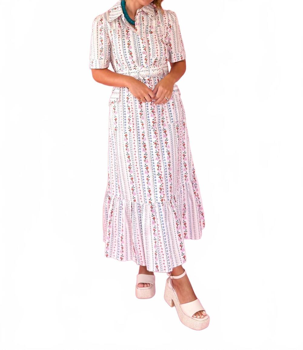 NEW KARLIE french floral pocket maxi dress in ivory
